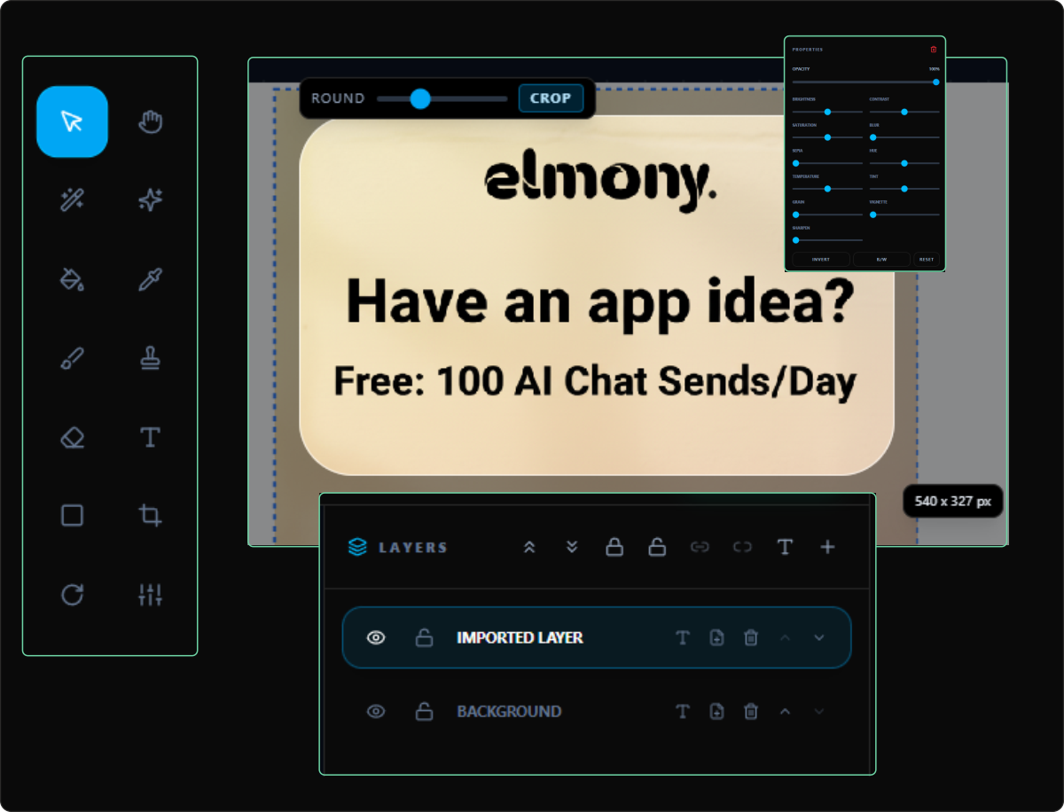 Image editor interface with crop, rotate, and AI edit tools